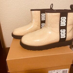 UGG Cream Shearling Boots with Black Trim